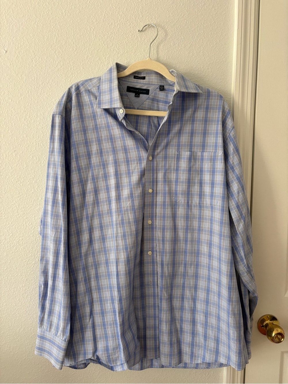 Light Blue Plaid Men's Dress Shirt